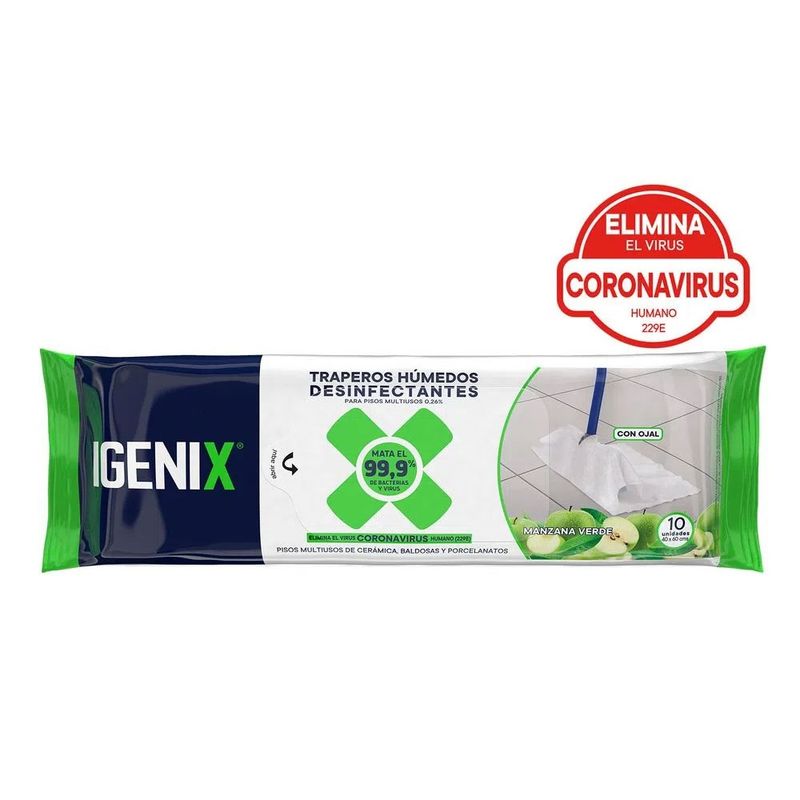 IGENIX - Trapero Hum. Desinfectante - Igenix - 10 Uds. Manzana Verde
