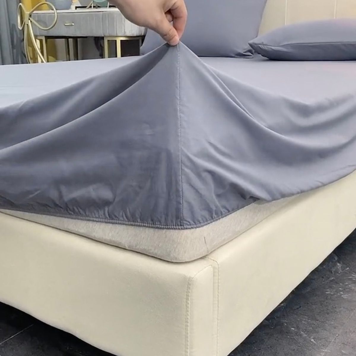 BJ HOGAR - Juego de Sábana 144 Hilos Algodón Poliéster Sabana 1.5 Plazas Lila