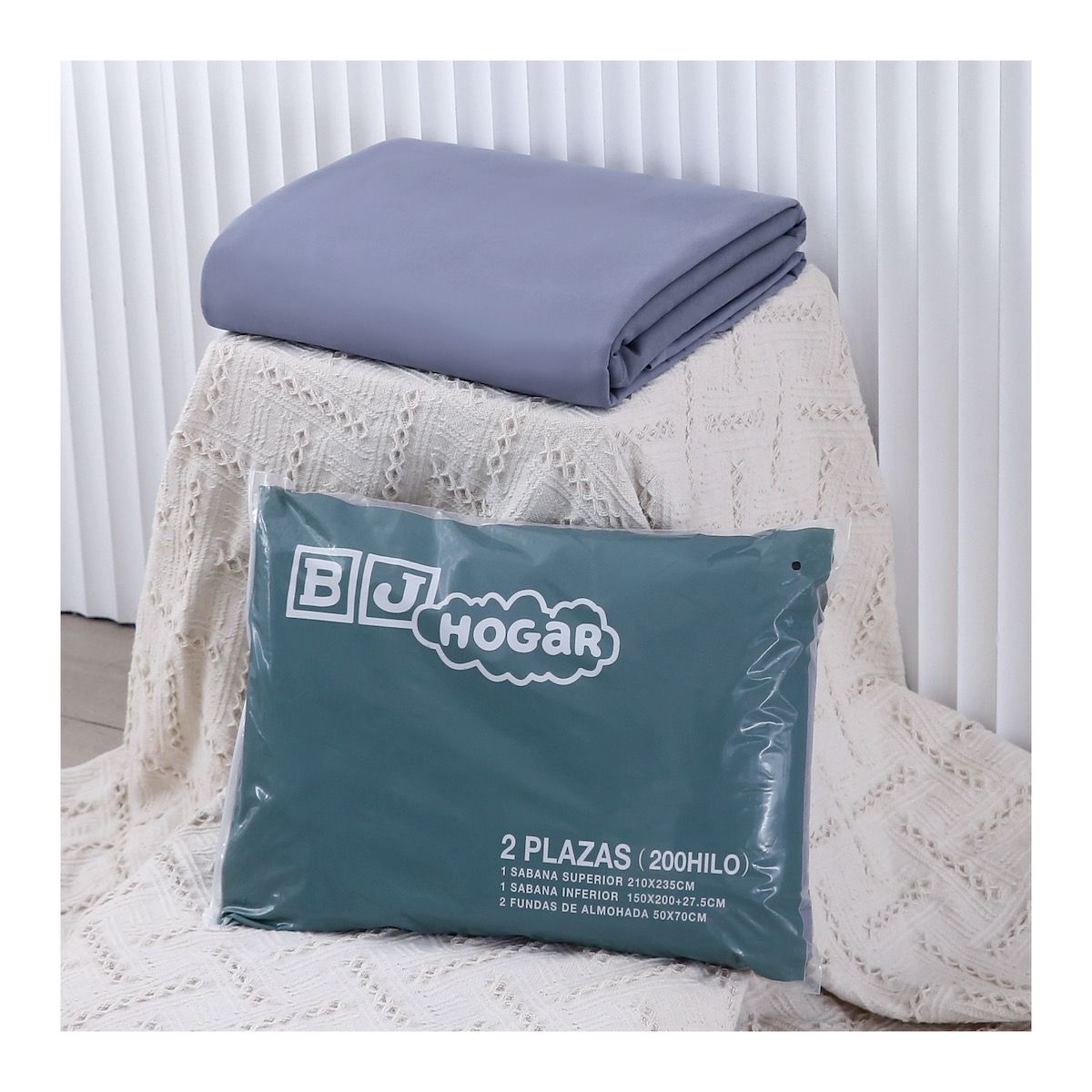 BJ HOGAR - Juego de Sábana 144 Hilos Algodón con Poliéster Sabana 2 Plazas Blanco