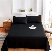 Juego de Sábana 144 Hilos Algodón con Poliéster Sabana 2 Plazas Negro