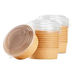 GENERICO - Envase Bowl Polipapel Kraft 500 cc Con Tapa 20 Unds