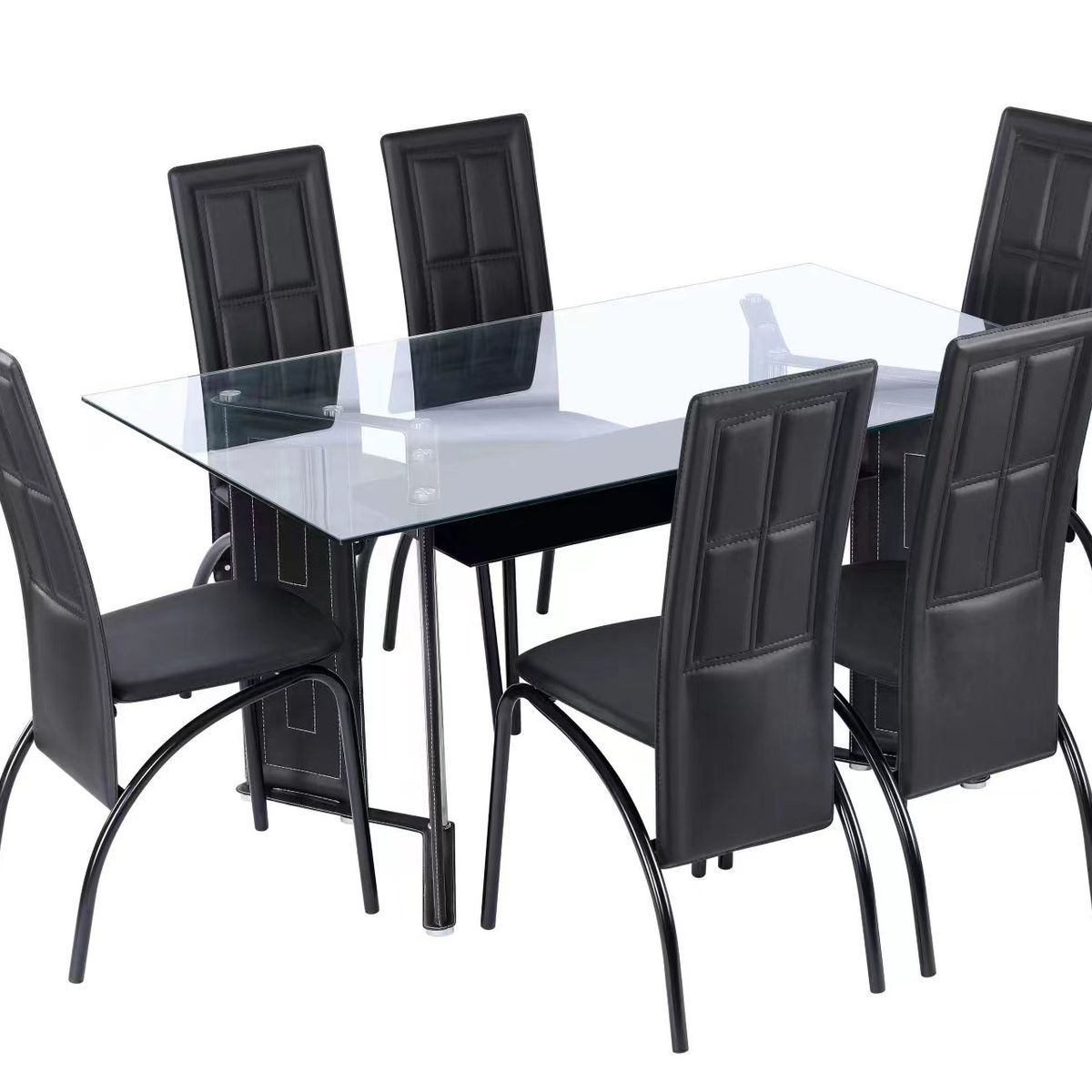 OEM - juego de comedor rectangular vidrio templado con 6 sillas    T912 N…