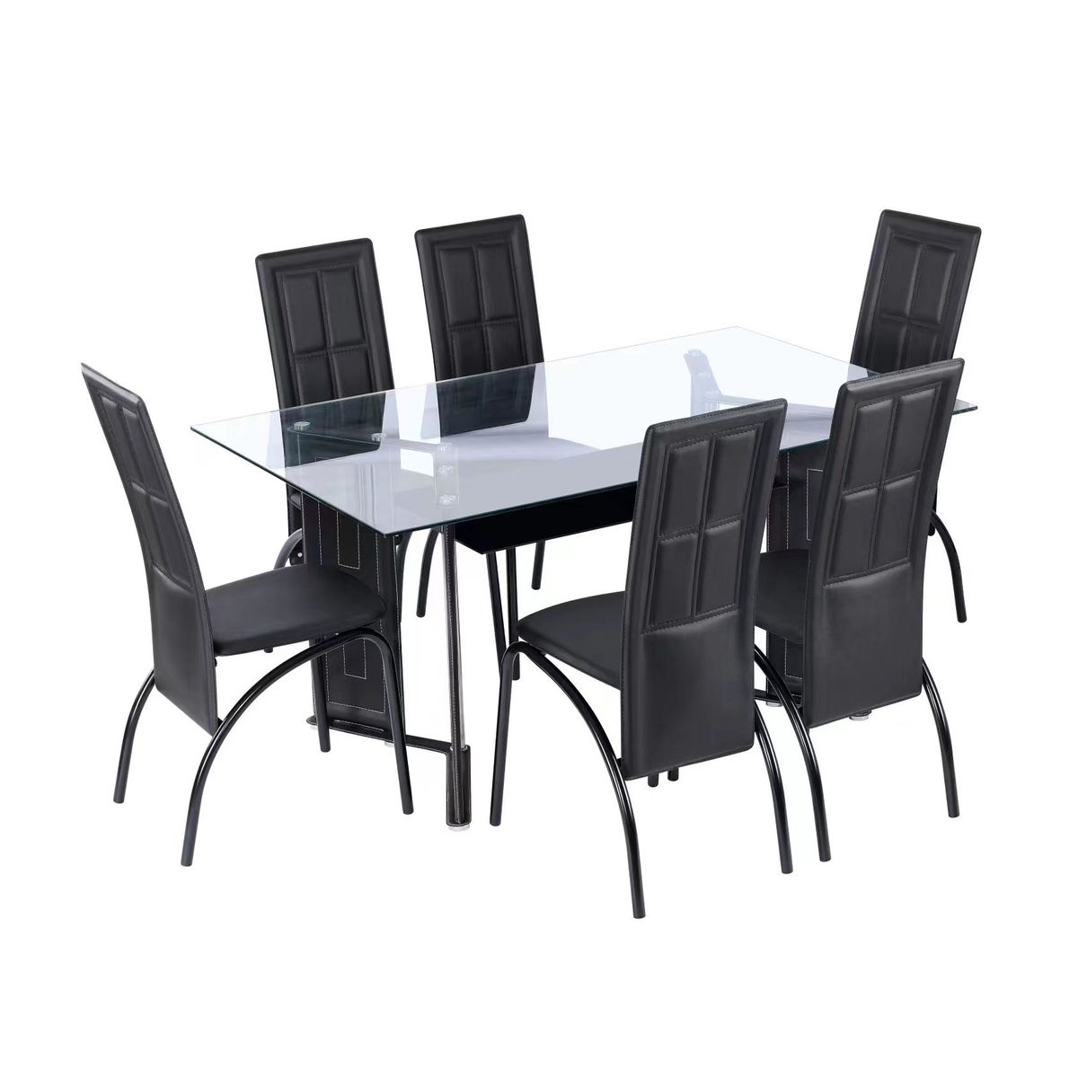 OEM - juego de comedor rectangular vidrio templado con 6 sillas    T912 N…