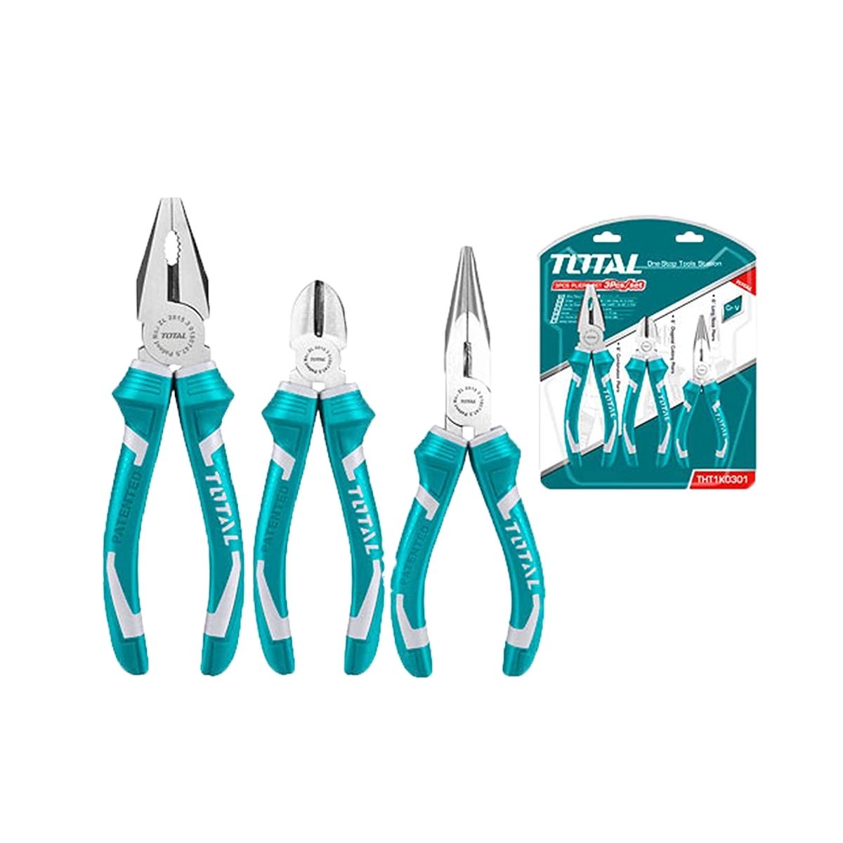 TOTAL TOOLS - Set de Alicates 3 Piezas TOTAL