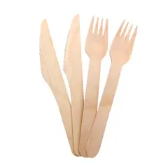 GENERICO - Set de Cubiertos Desechables Madera Ecológico Tenedor y Cuchillo