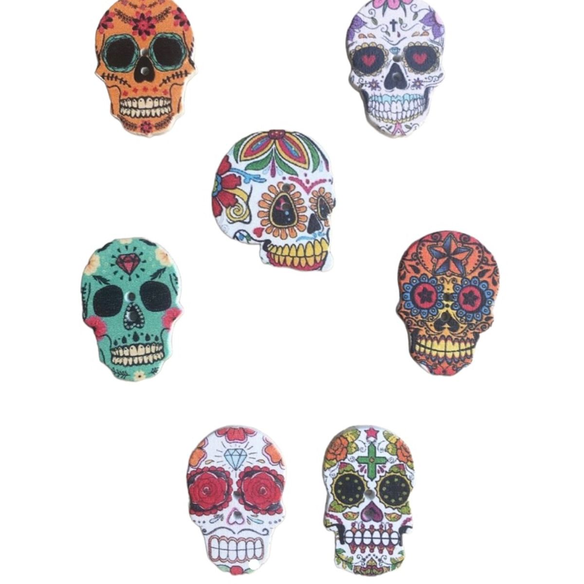 GENERICO - Set botones Madera Calaveras Claras 20 unidades
