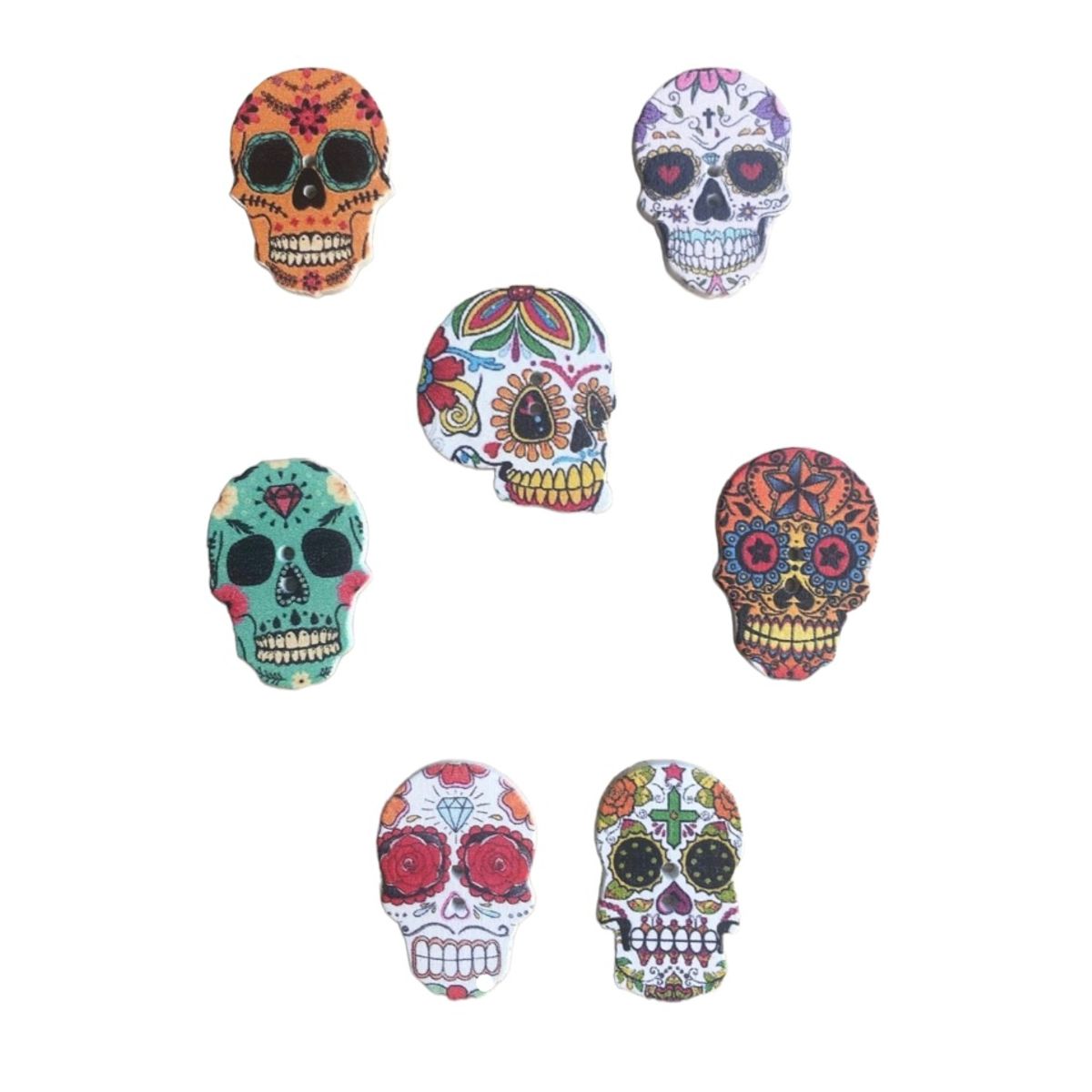 GENERICO - Set botones Madera Calaveras Claras 20 unidades