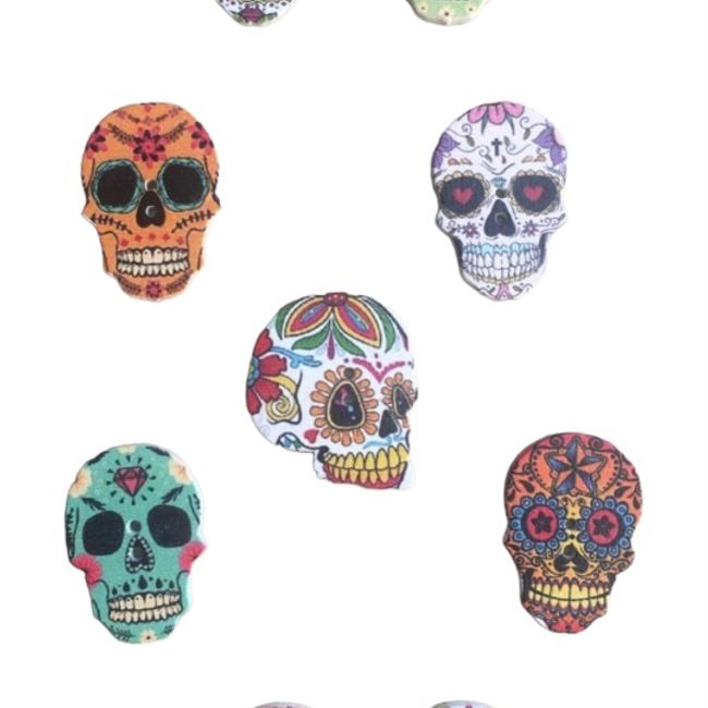 GENERICO - Set botones Madera Calaveras Claras 20 unidades