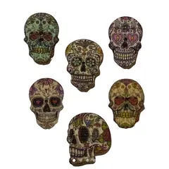 GENERICO - Set botones Madera Calaveras Oscuras 24 unidades