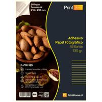 Papel fotografico brillante adhesivo 135 gr , A4 x 50 hojas