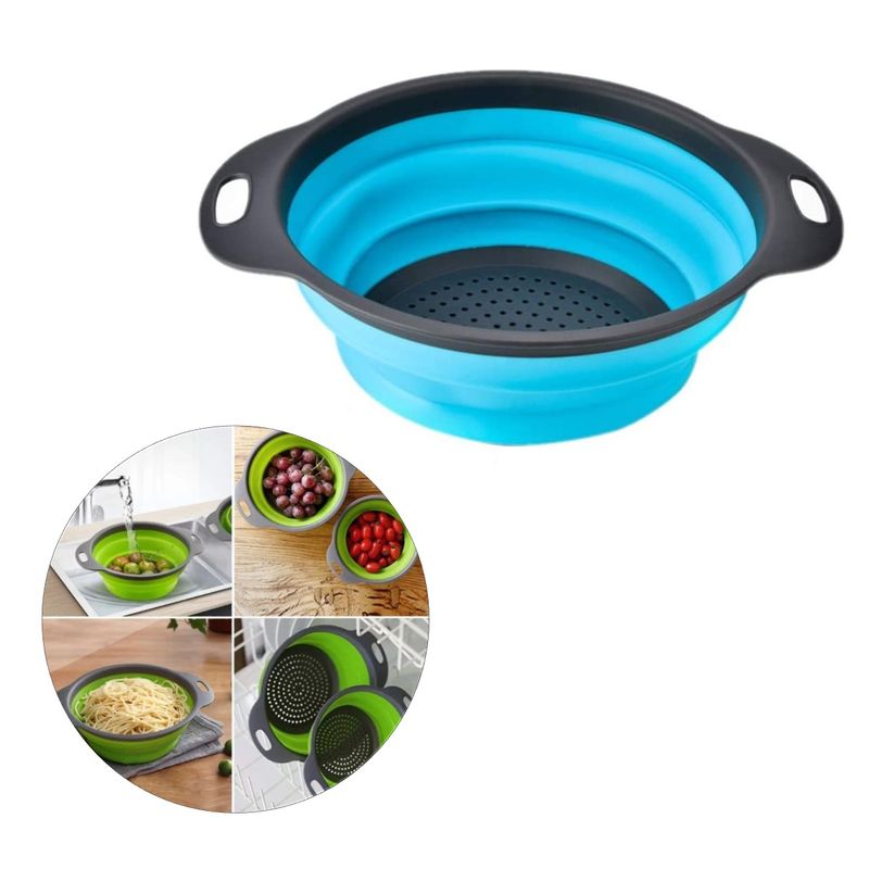 GENERICO - Colador Plegable Colador Plastico Silicona Redondo 24 Cm