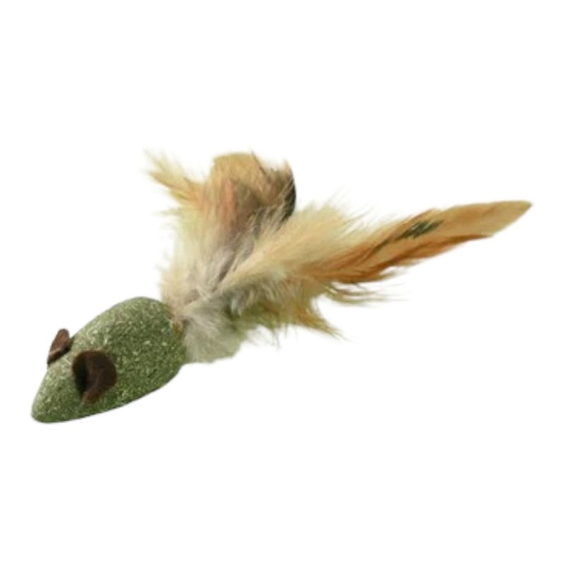 GENERICO - Juguete Ratón de Yerba Gatera con plumas Catnip Pasto Gato