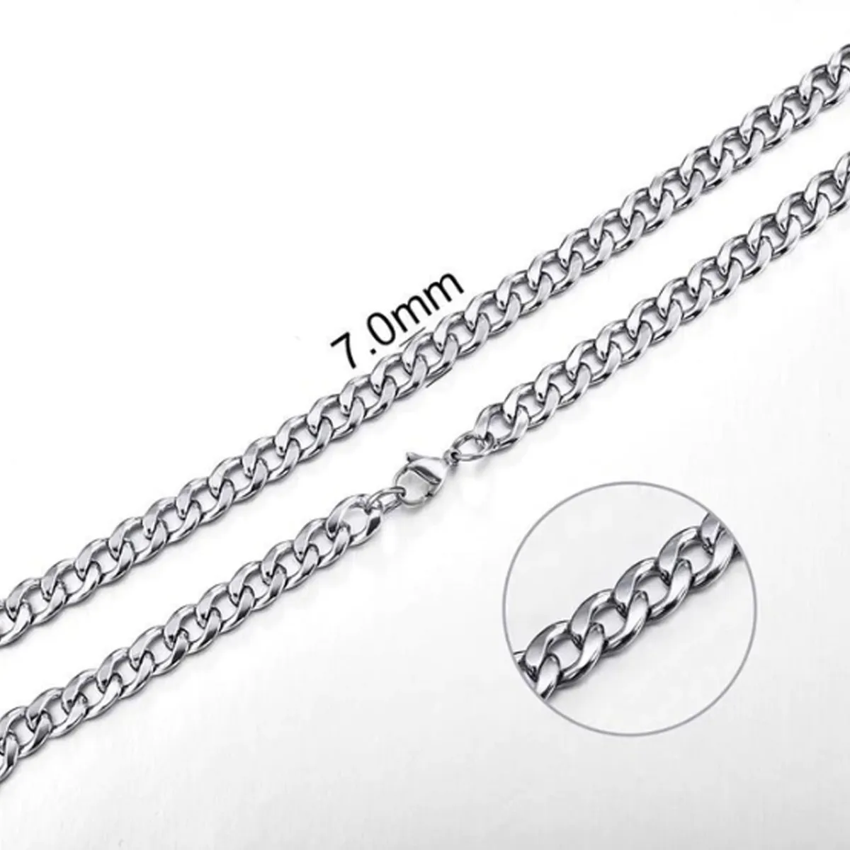 GENERICO - Collar Cadena Para Hombre Acero Inoxidable Grumet 7mm 60cm