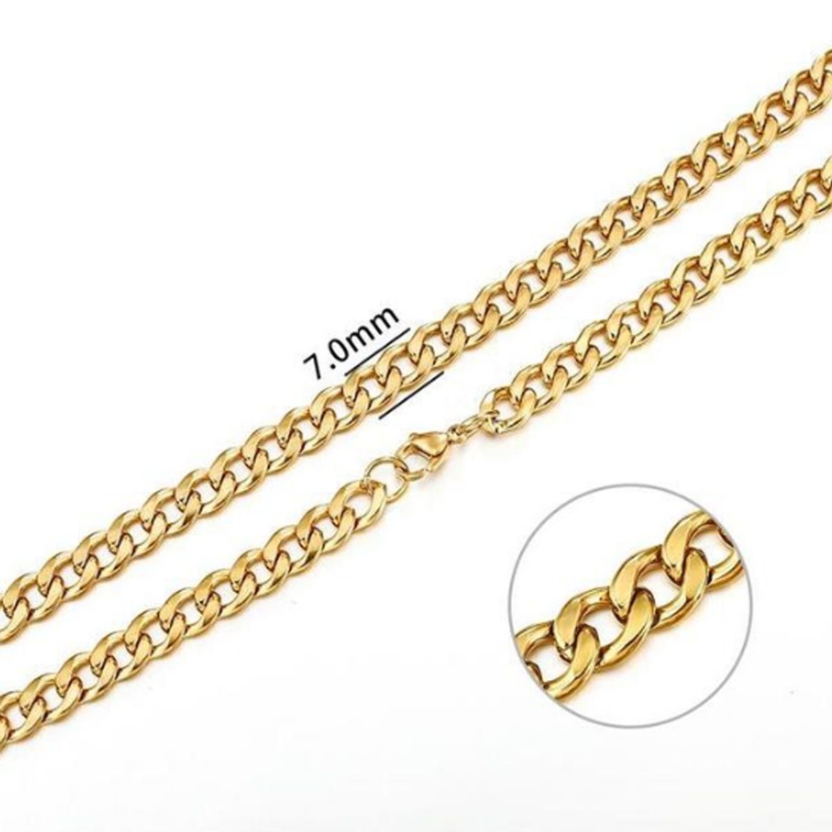 GENERICO - Collar Cadena Para Hombre Acero Inoxidable Grumet 7mm 50cm