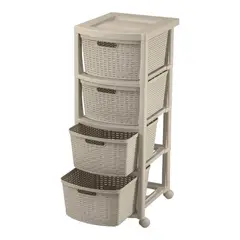 RIMAX - Cajonero Rattan 4 Gavetas Taupe 39x33x83.5 cms