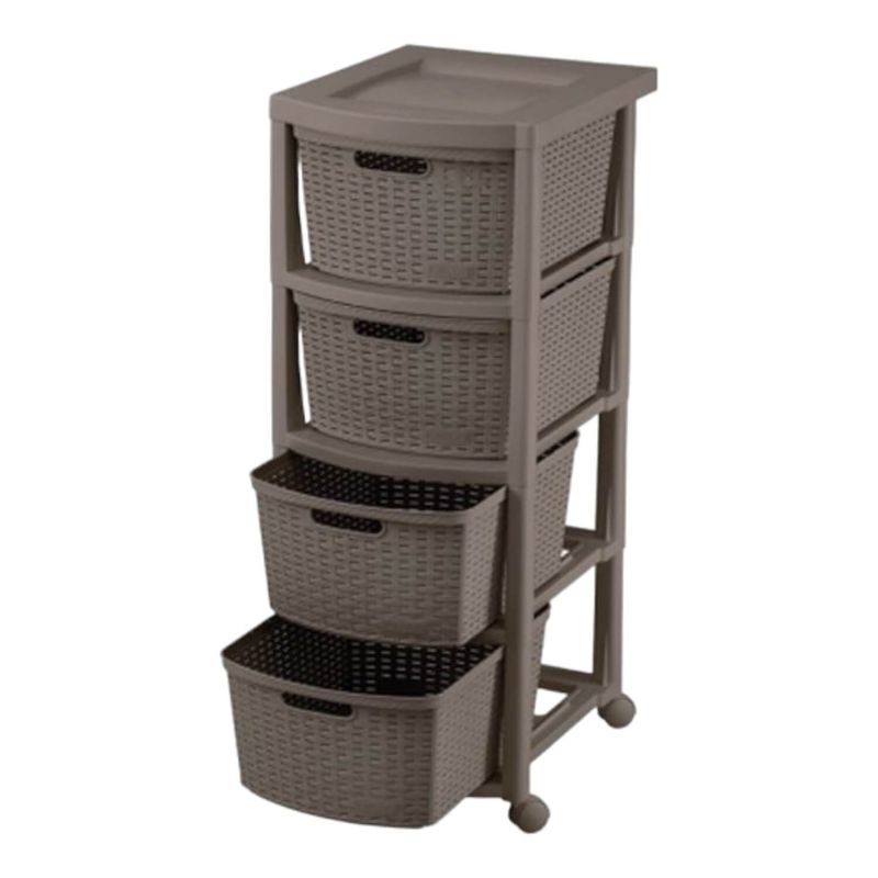 RIMAX - Cajonero Rattan 4 Gavetas Mocca 39x33x83.5 cms Rimax