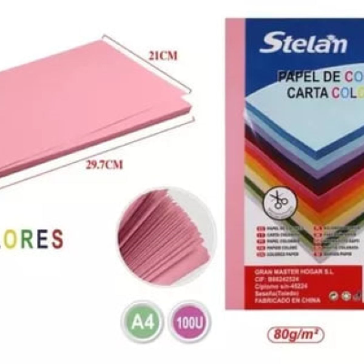 GENERICO - Papel Color Verde Manzana A4 80 g Lisa De 100 Hojas
