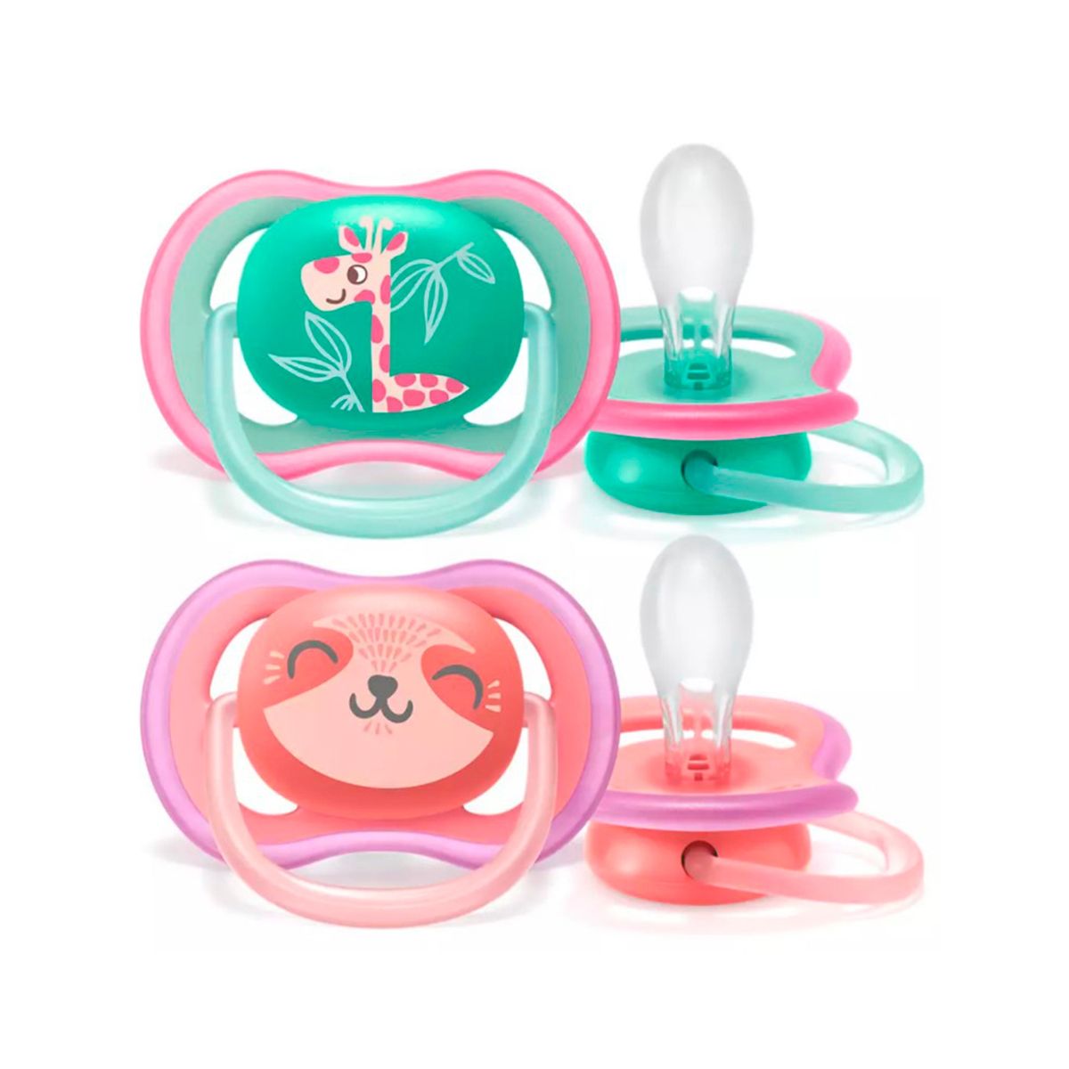 AVENT - Chupete Avent Ultra Air 18m+ Jirafa Perezoso 2UN