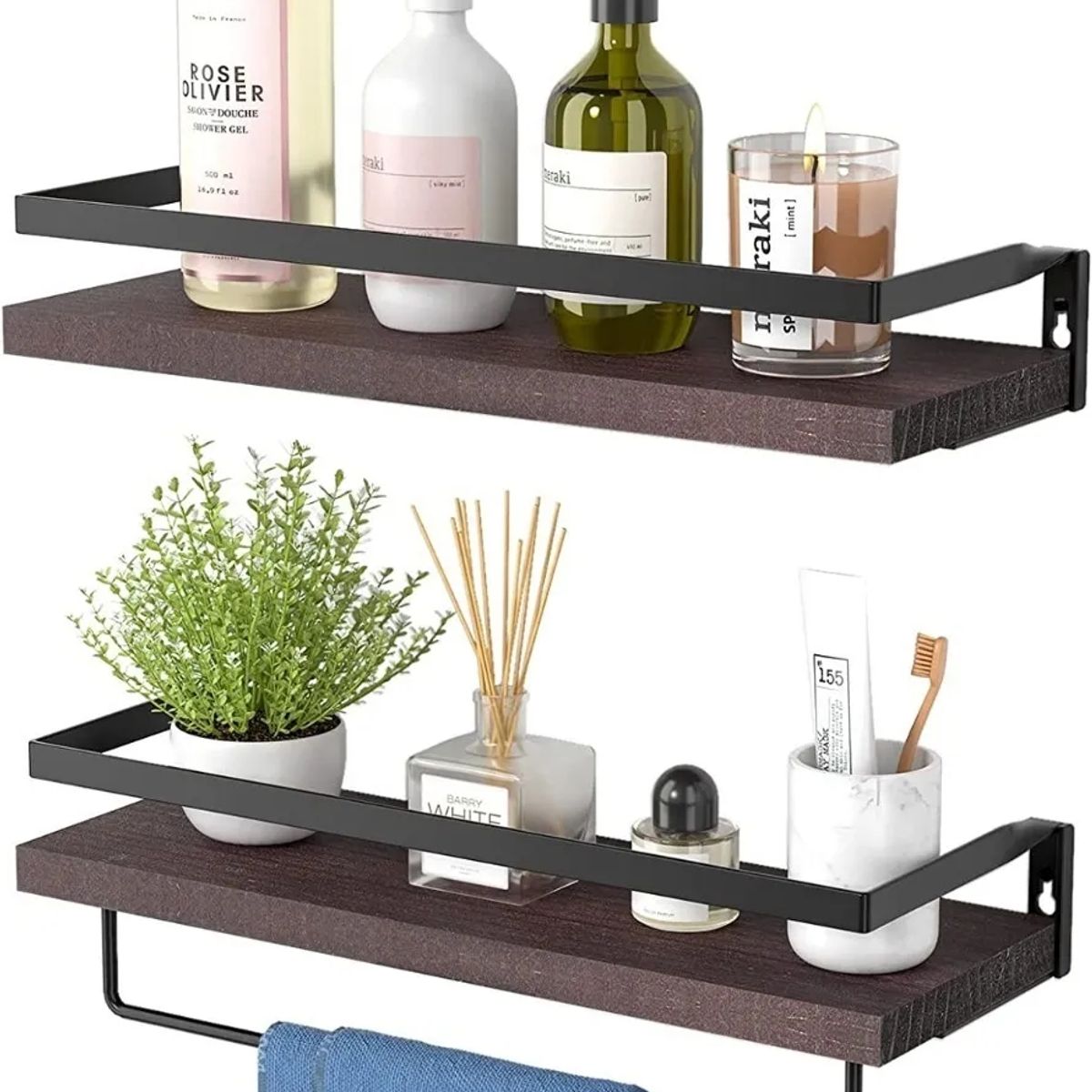 GENERICO - Repisas Flotantes De Madera Modernas Kit X2 Café Oscuro