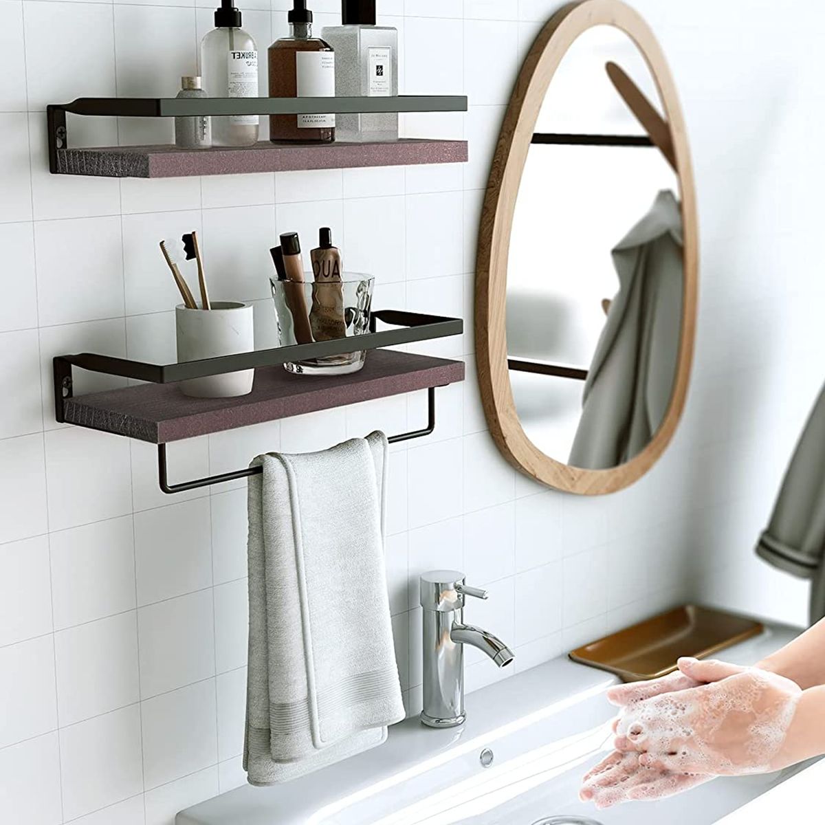 GENERICO - Repisas Flotantes De Madera Modernas Kit X2 Café Oscuro