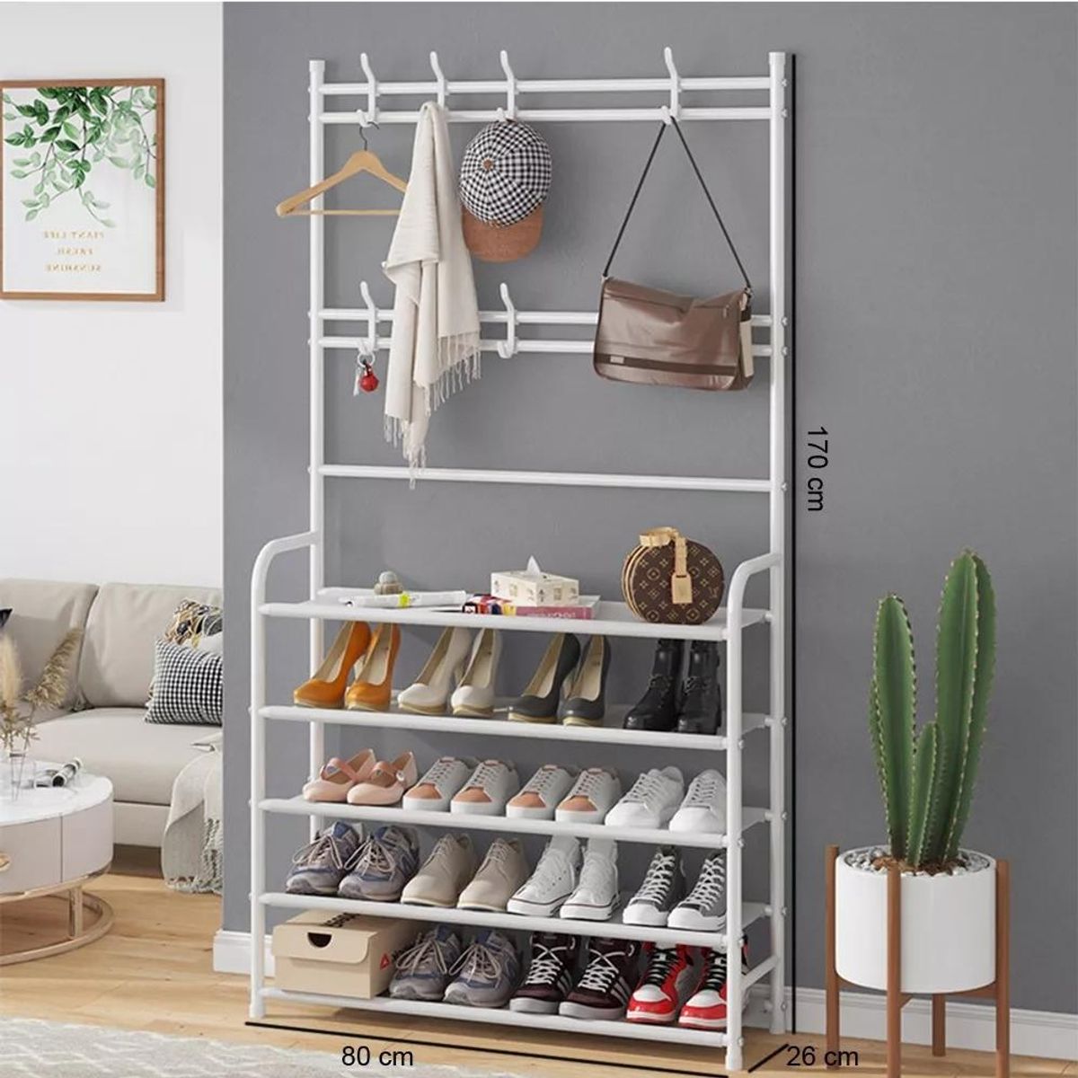 GENERICO - Perchero Armario Zapatero De 5 Niveles Organizador Portátil