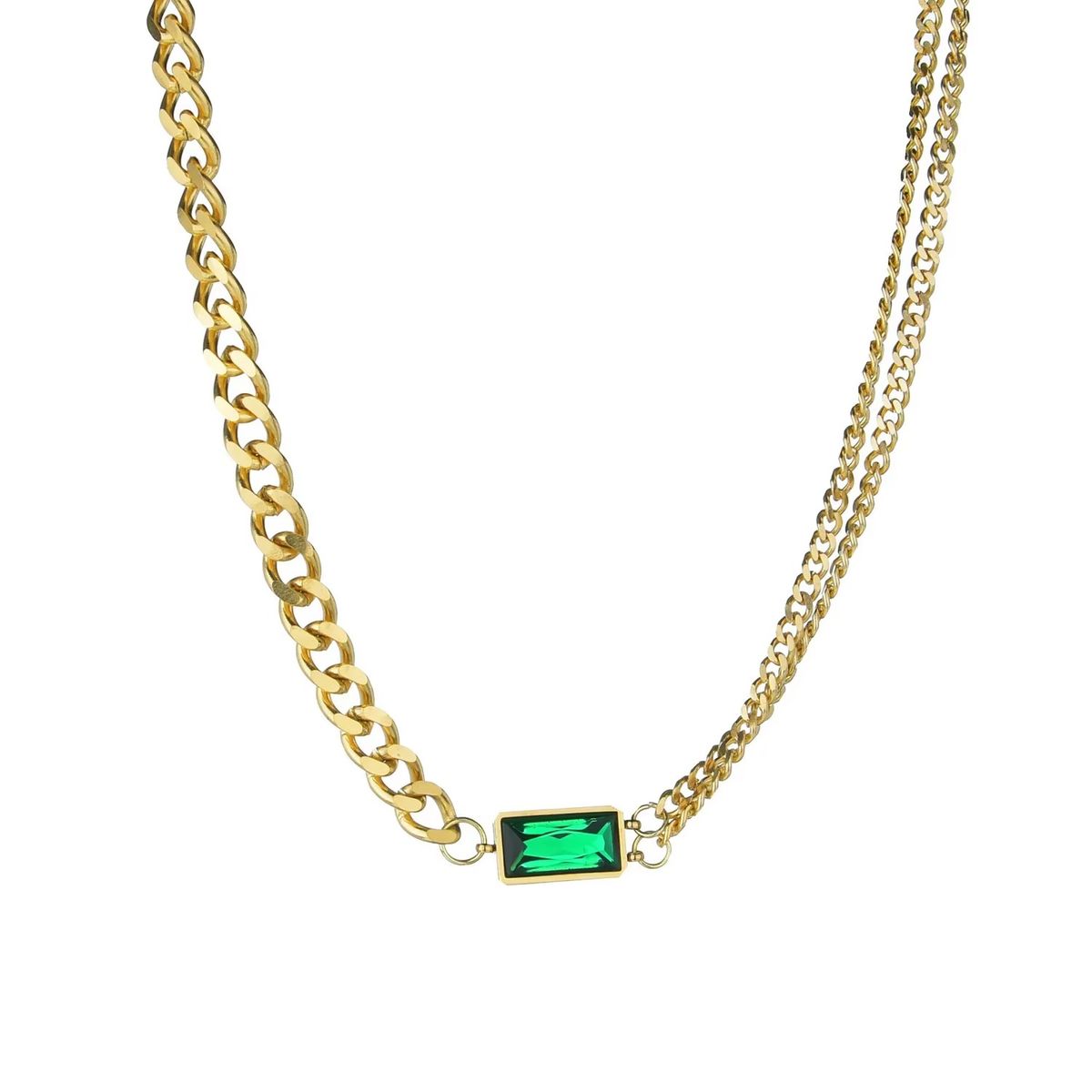 LUXURYJOYAS - Collar Circón Verde Oro 18kt Bañado Exclusivo