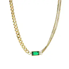 LUXURYJOYAS - Collar Circón Verde Oro 18kt Bañado Exclusivo