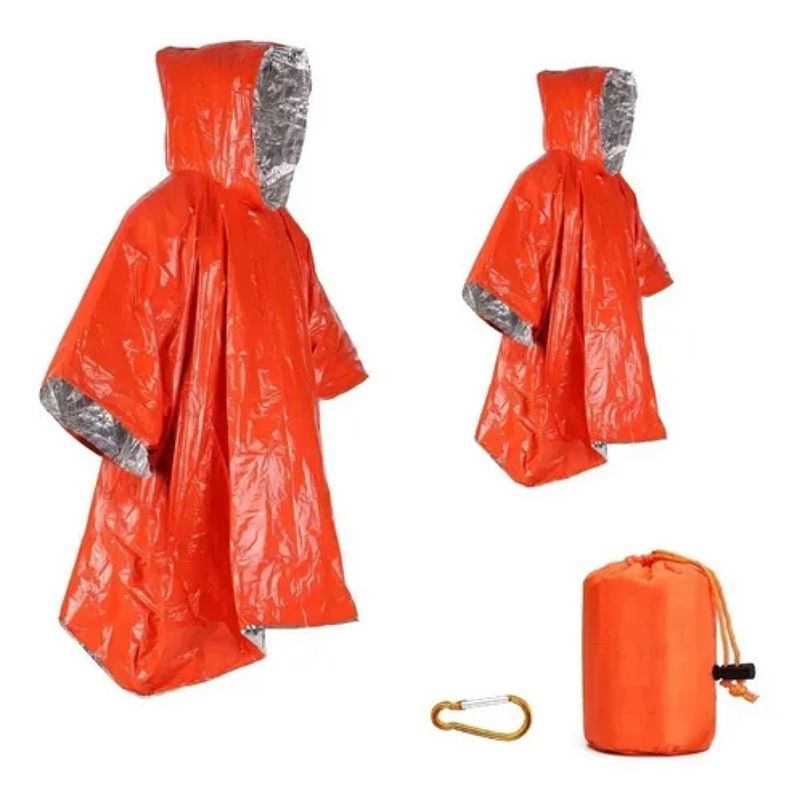GENERICO - 2 Ponchos Emergencia Manta Térmica Reversible Reflectante Sos