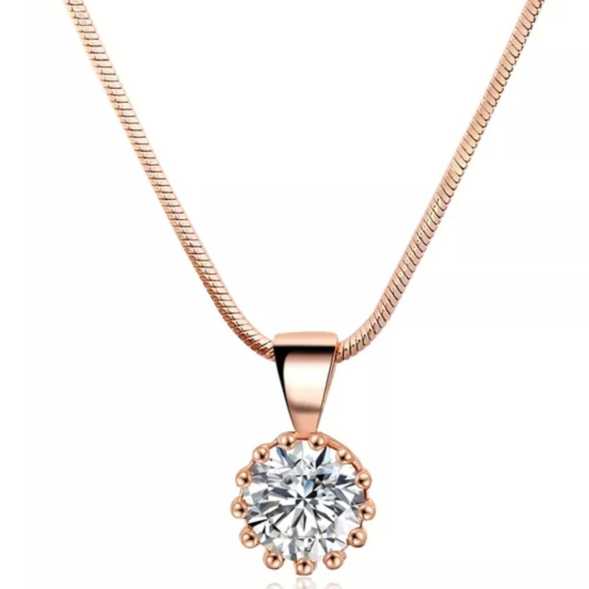 LUXURYJOYAS - Collar Punto Luz De Cristal Oro Rosa 18kt Bañado