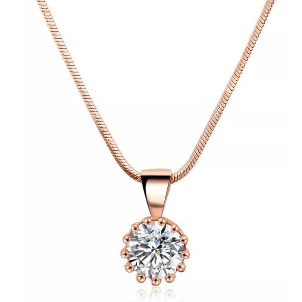 LUXURYJOYAS - Collar Punto Luz De Cristal Oro Rosa 18kt Bañado