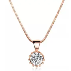 LUXURYJOYAS - Collar Punto Luz De Cristal Oro Rosa 18kt Bañado