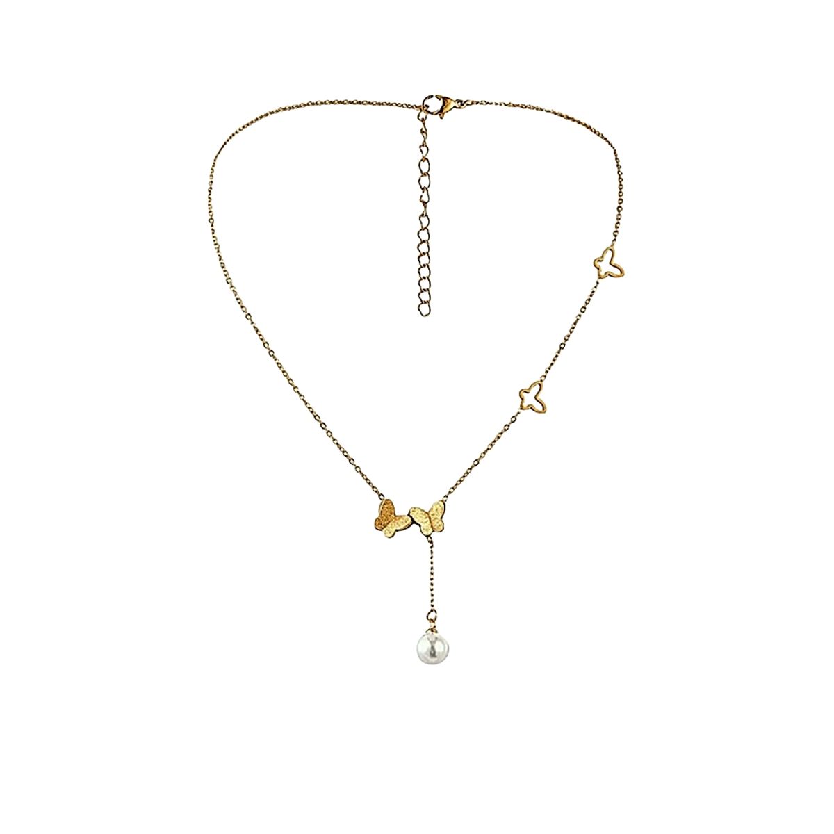 LUXURYJOYAS - Collar Mariposa Perla Doble Baño Oro 18kt Cenvio