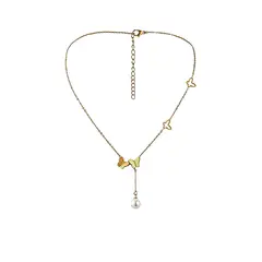 LUXURYJOYAS - Collar Mariposa Perla Doble Baño Oro 18kt Cenvio