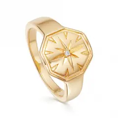 TULIPA - Anillo Plata Con Baño De Oro Con Circón