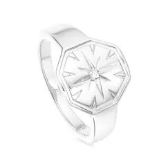 TULIPA - Anillo Plata Con Baño De Oro Blanco Con Circón