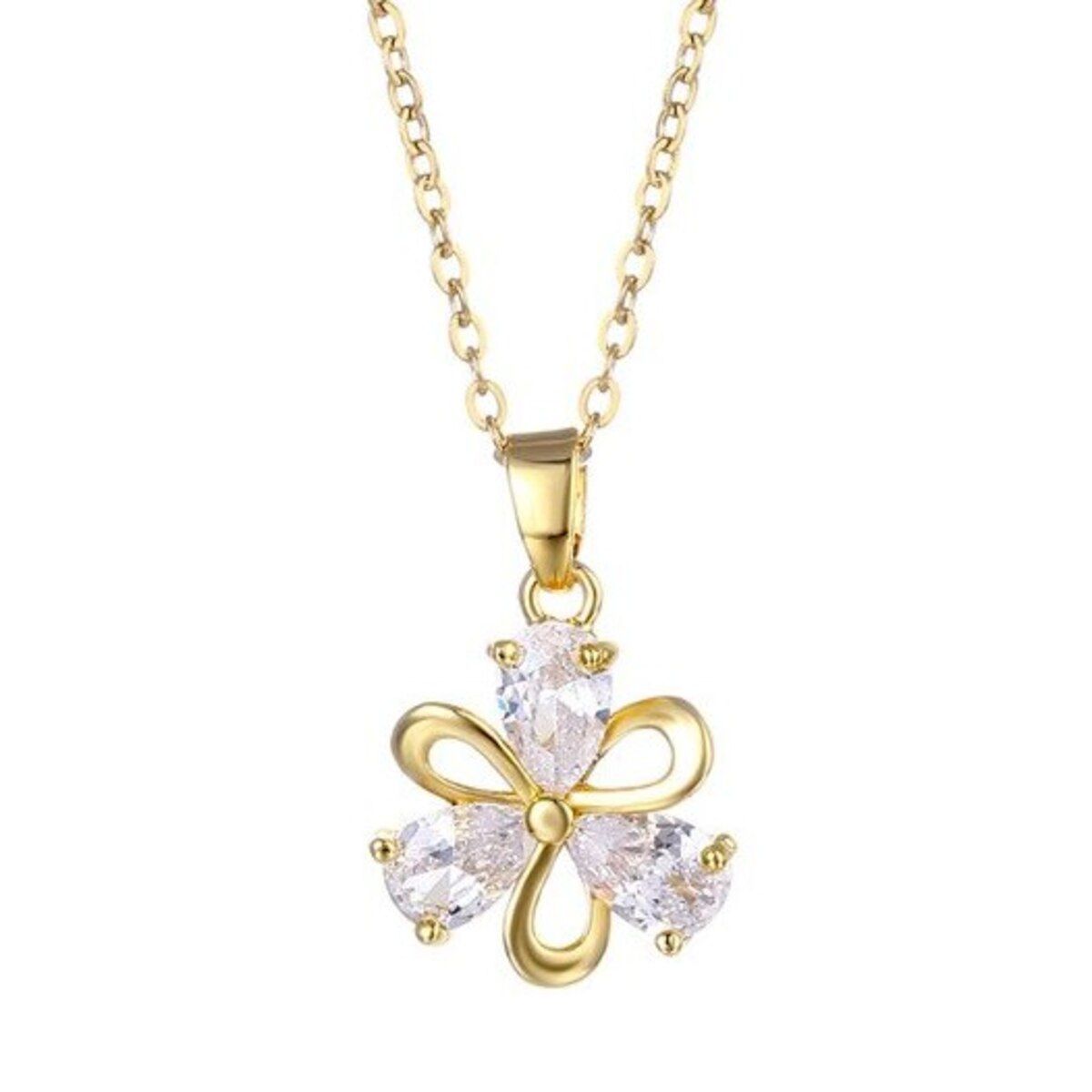 LUXURYJOYAS - Collar Flor De Cristal Oro 18kt Petalos