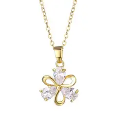 LUXURYJOYAS - Collar Flor De Cristal Oro 18kt Petalos