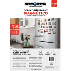 PACIFIC COLOR - Papel Fotográfico Glossy Magnético A4 650gr 5 Hojas