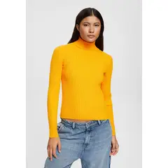 ESPRIT - Sweater De Canalé Con Cuello Alto Mujer