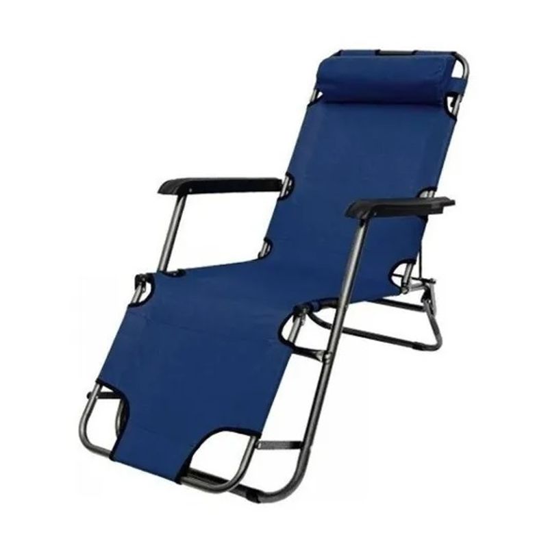 GENERICO - Silla Reposera Playa Camping Alta Plegable Silla Reclinable Azul