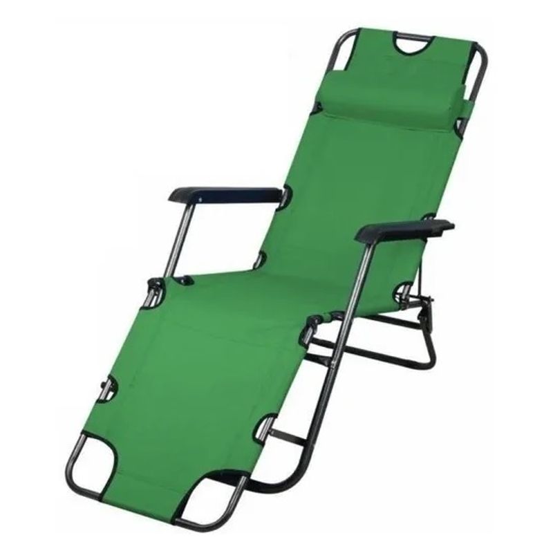 GENERICO - Silla Reposera Playa Camping Alta Plegable Silla Reclinable Verde