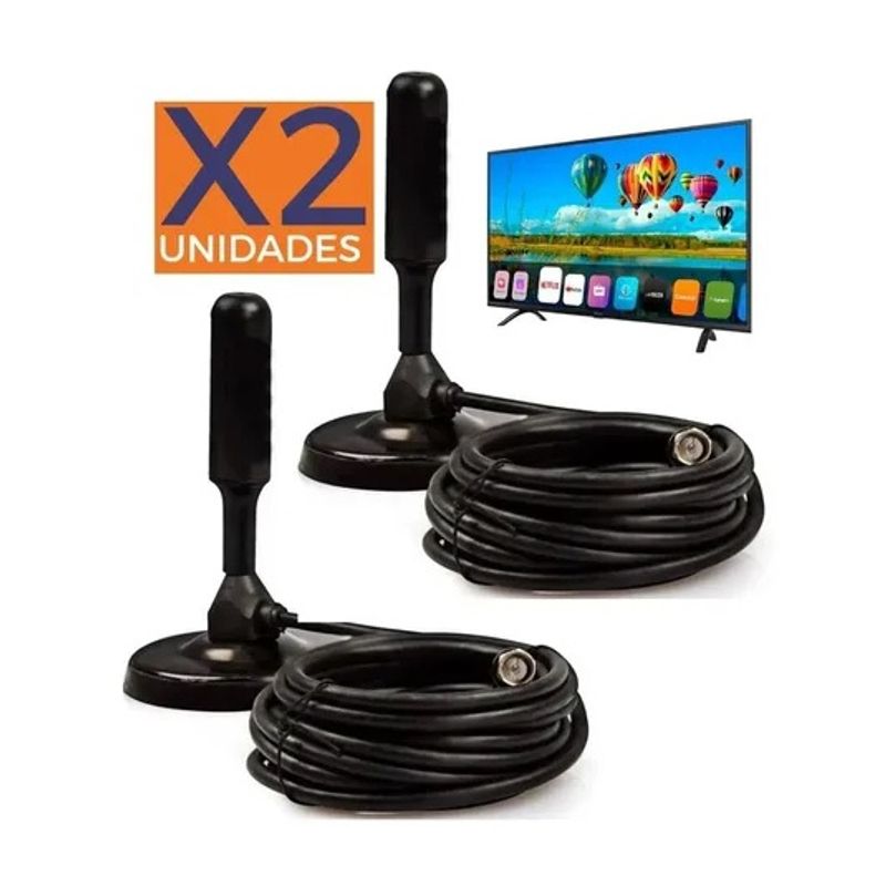 GENERICO - X2 Antena Tv Digital Abierta Hd Tvd Interior 360 Coaxial