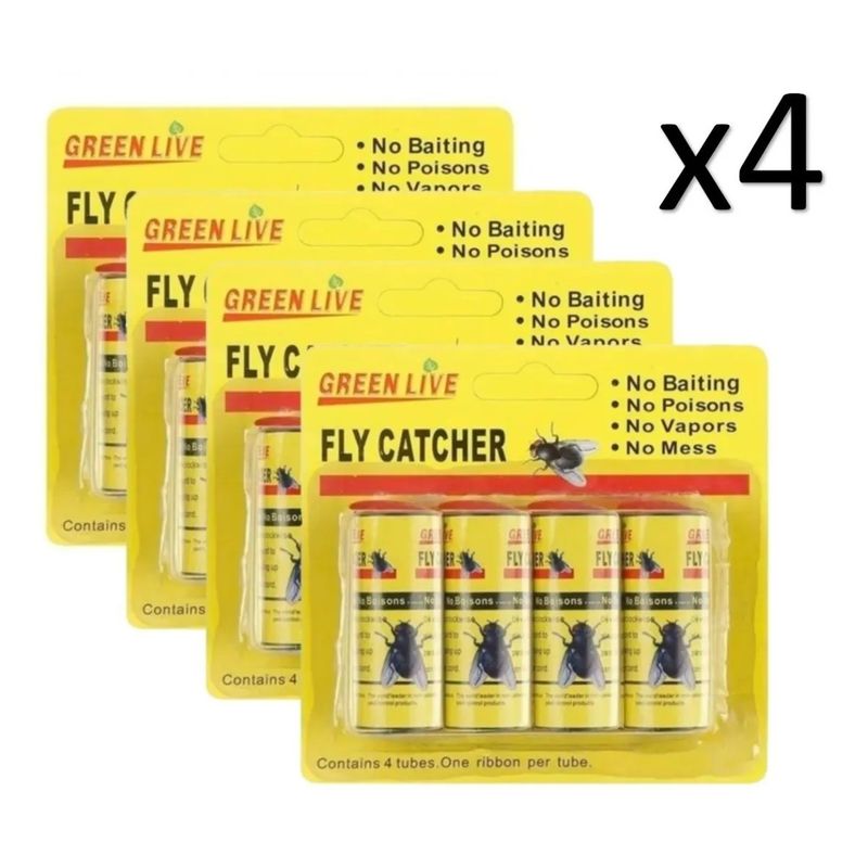 GENERICO - Pack X4 Mata Moscas Repelente Moscas Papel Adhesivo Mosca.