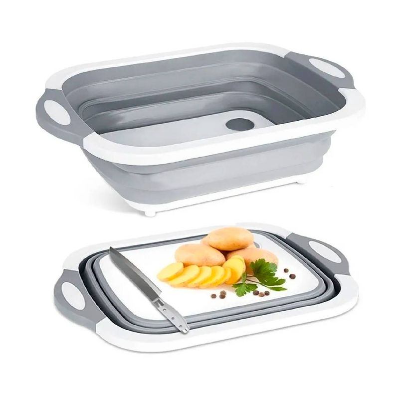 GENERICO - Tabla De Cortar Escurridor 3 En 1 De Silicona Plegable