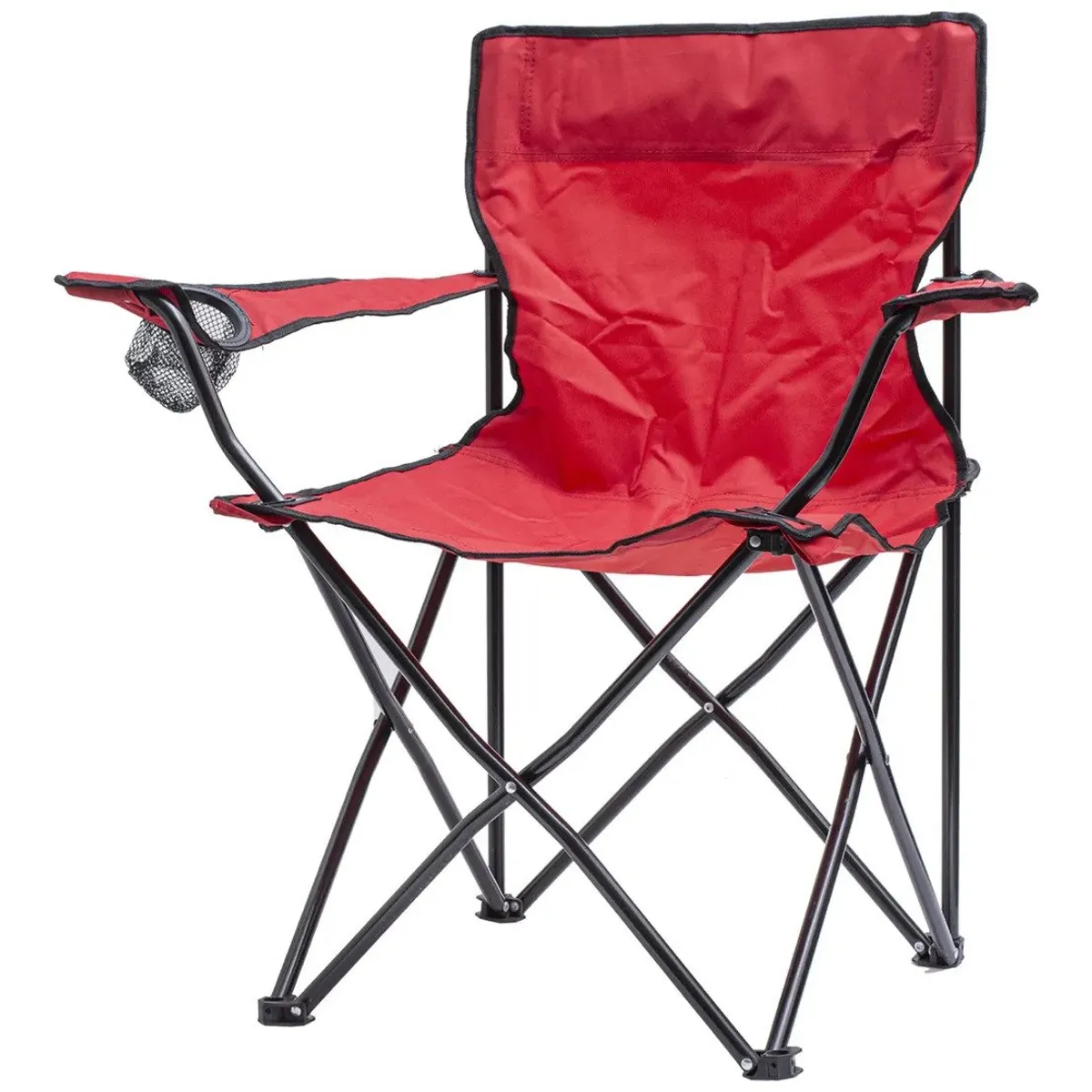 GENERICO - Silla Plegable Camping Picnic Porta Vaso  Bolsa ROJO