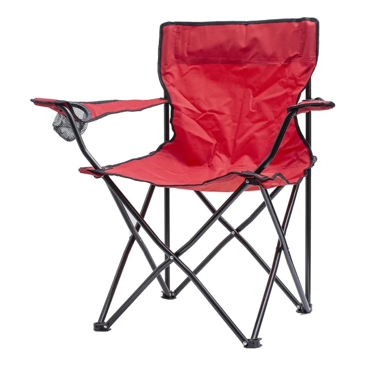 GENERICO - Silla Plegable Camping Picnic Porta Vaso  Bolsa ROJO