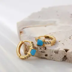 GENERICO - Argollas Con Zircones Blancos y Azul Celeste