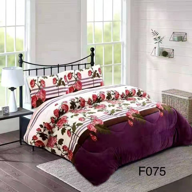 GENERICO - Cobertor de invierno Plush con Chiporro 2 plazas - Beige Flores