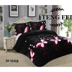 GENERICO - Cobertor de invierno Plush con Chiporro 2 plazas - Negro Mariposas
