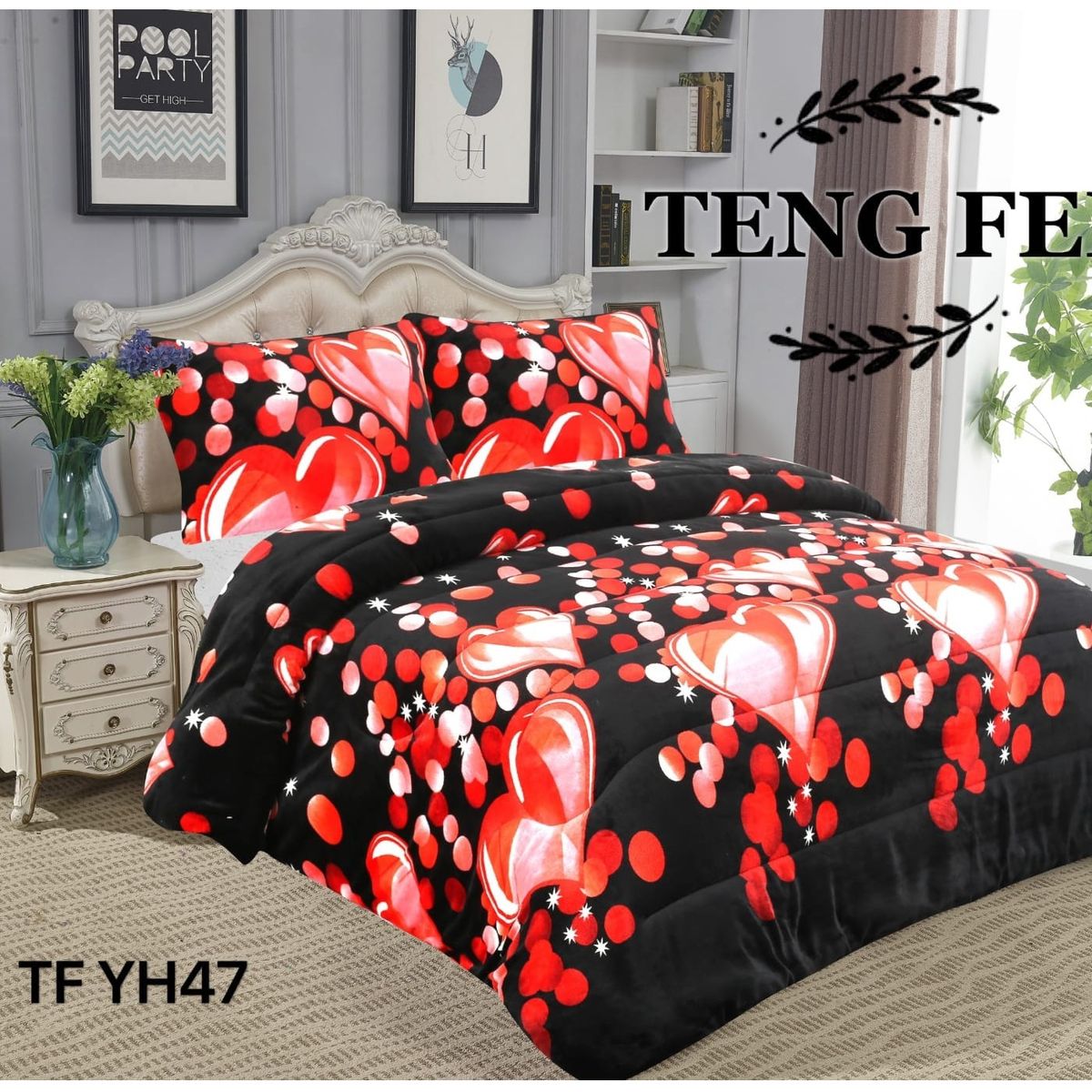 GENERICO - Cobertor de invierno Plush con Chiporro 2 plazas - Corazones